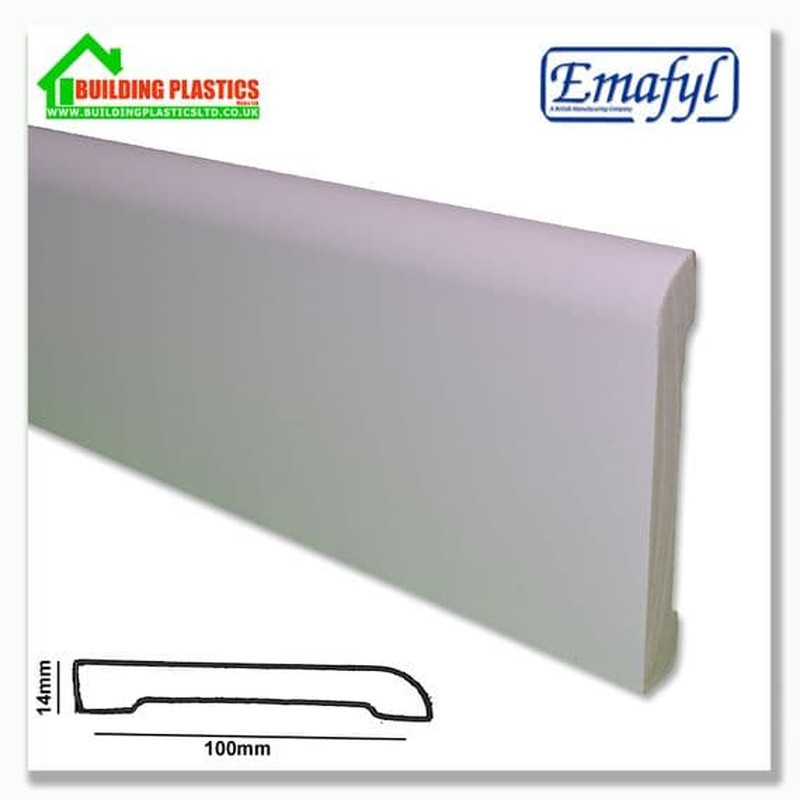 100mm Bullnose Plastic Skirting Board 2.9m White